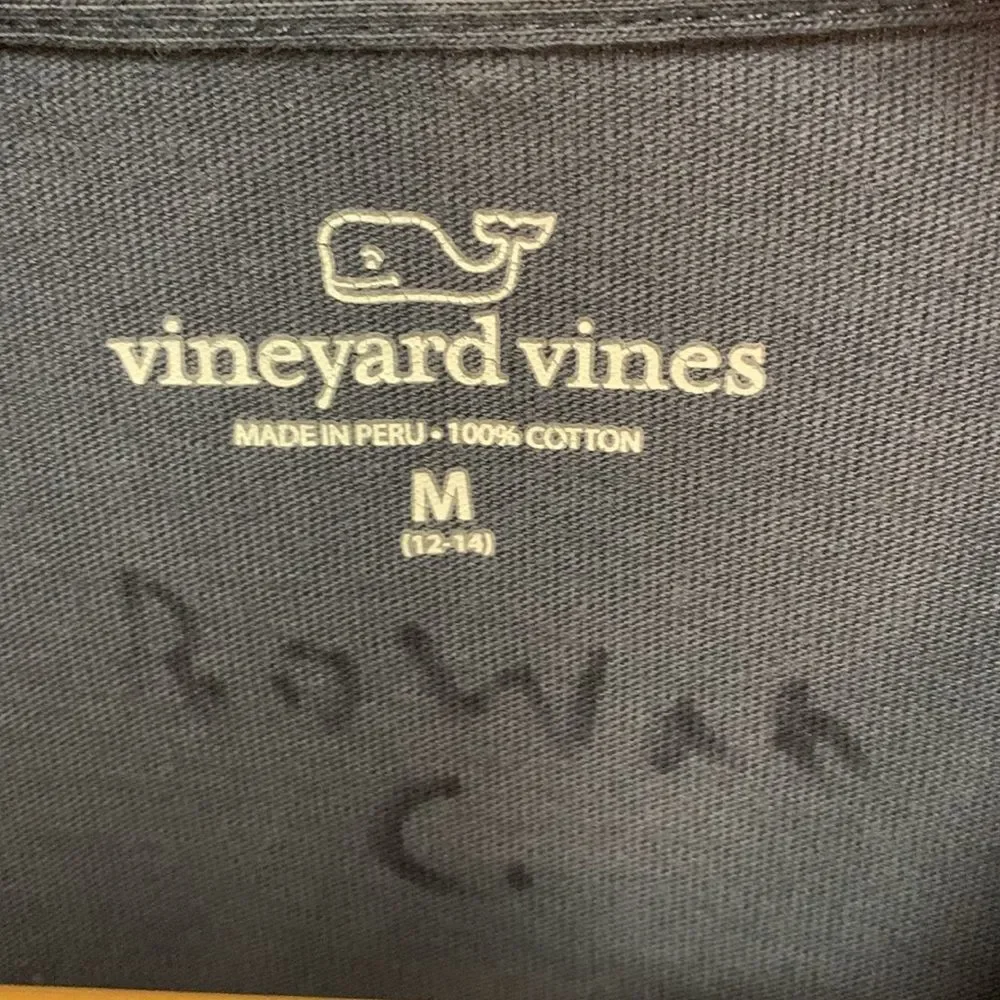 Vineyard Vines Youth Navy Whale Hockey Sticks LS Pocket T-Shirt Youth Sz M 12-14